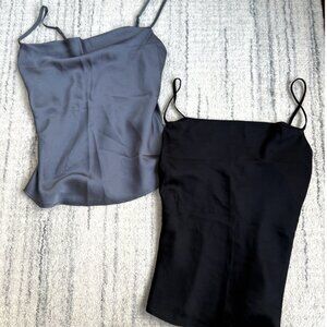 Abercrombie Satin Tops — XXS (Blue & Black)